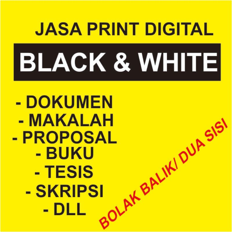 

Print Black white HVS A4 | F4 75gsm