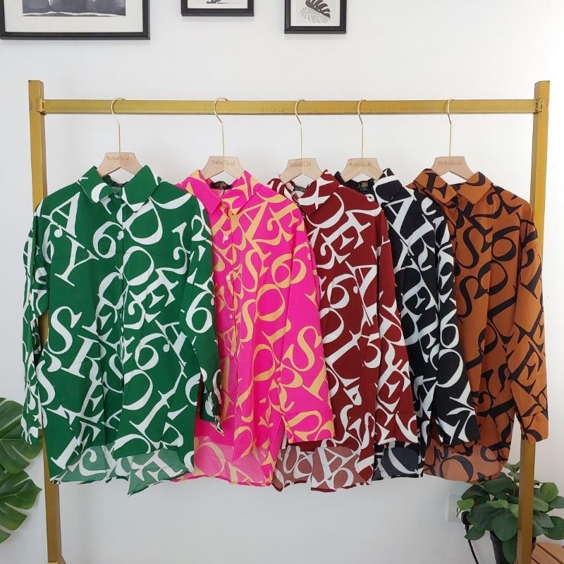 KEMEJA LALUNE MOTIF ALPHANUMBERIC 100% ORIGINAL IMPORT BANGKOK