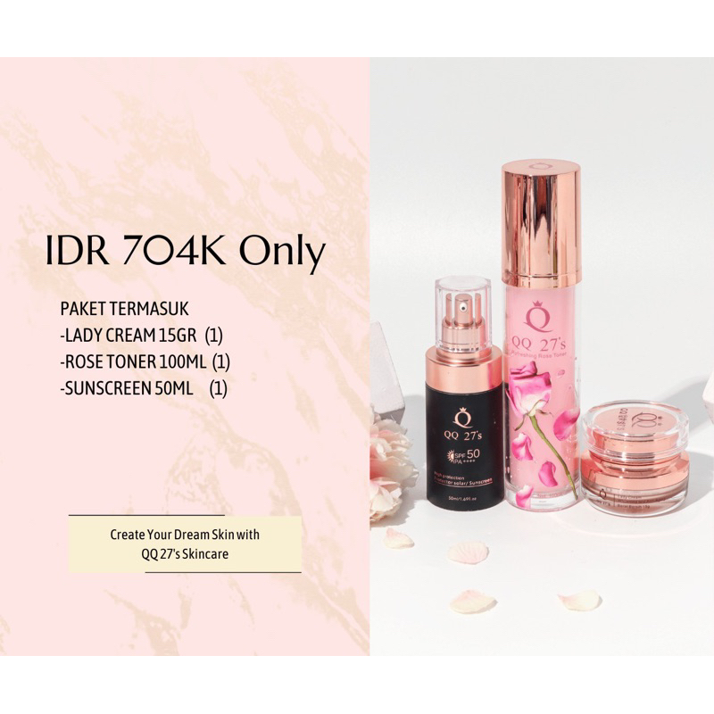 QQ 27's Paket TRIO Lady Cream 15g  + Toner + sunscreen
