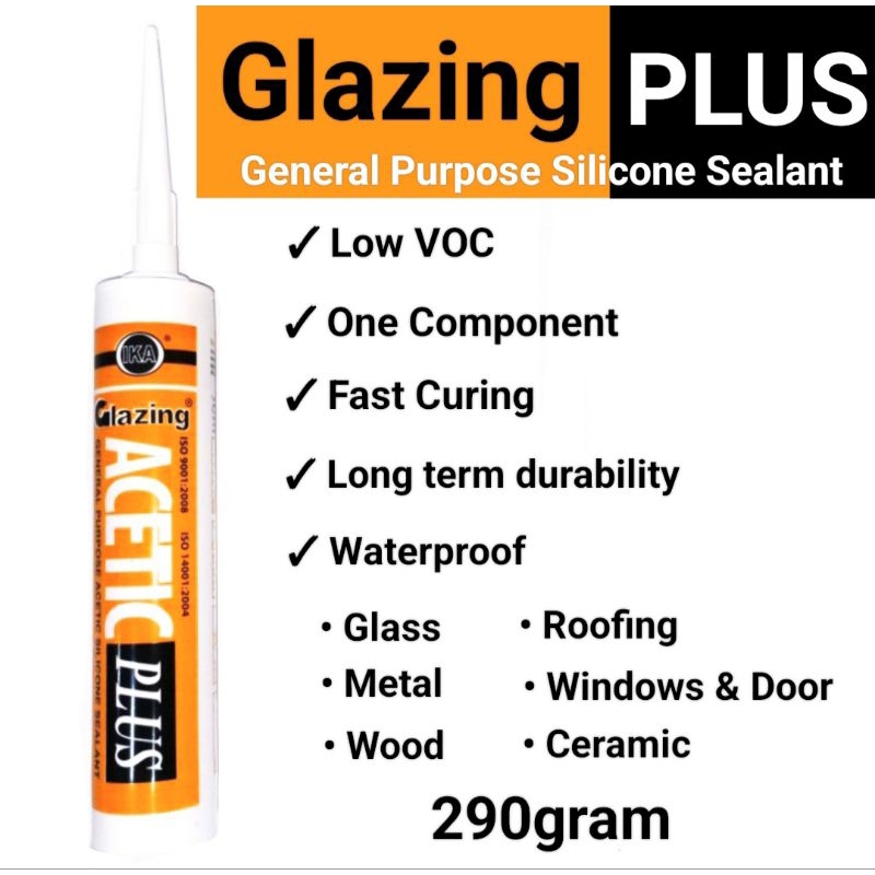 Lem Silikon Kaca Glazing Acetic Plus Silicone Sealant (Link GRAB/GOJEK)