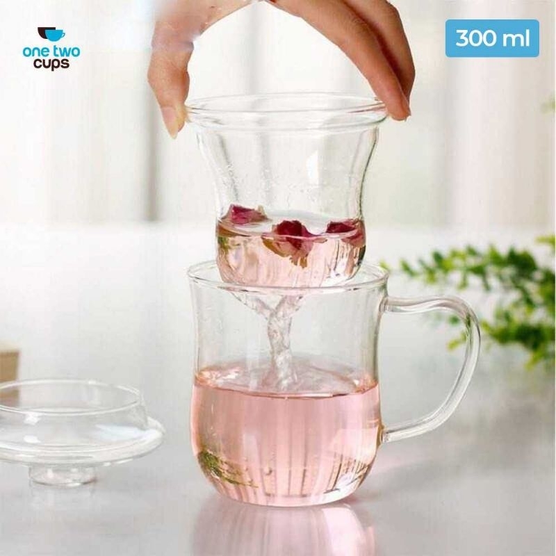 One Two Cups Gelas Cangkir Teh Tea Cup Mug with Infuser Filter - C225