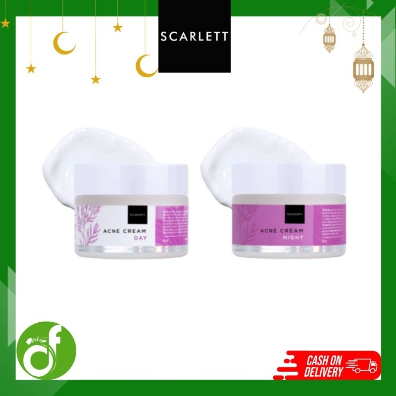Scarlett Whitening Acne Cream Perawatan Pelembab Wajah Krim Siang Malam