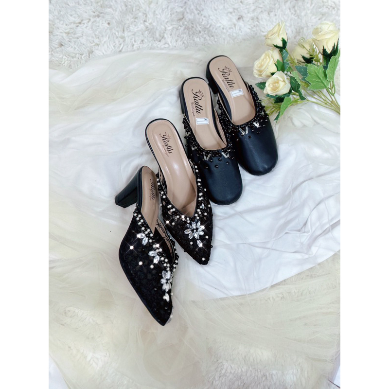 Termurah!!! Couple wedding shoes heels 7cm hitam / sepasang sendal pengantin hitam / sepatu seserahan