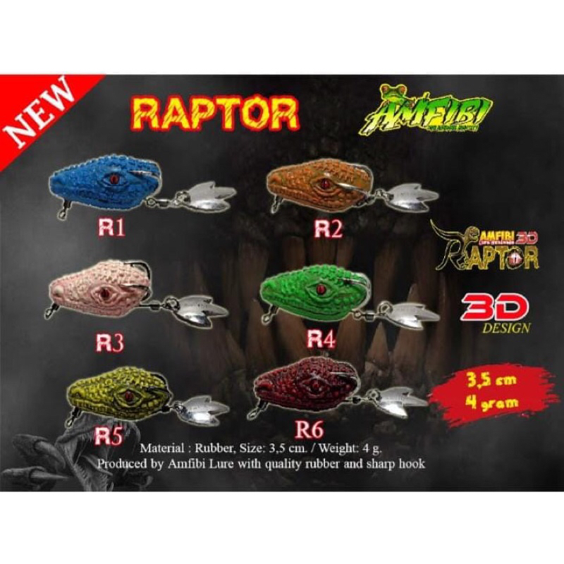 Umpan pancing soft frog Lure COD Raptor 3D by Amfibi Lure