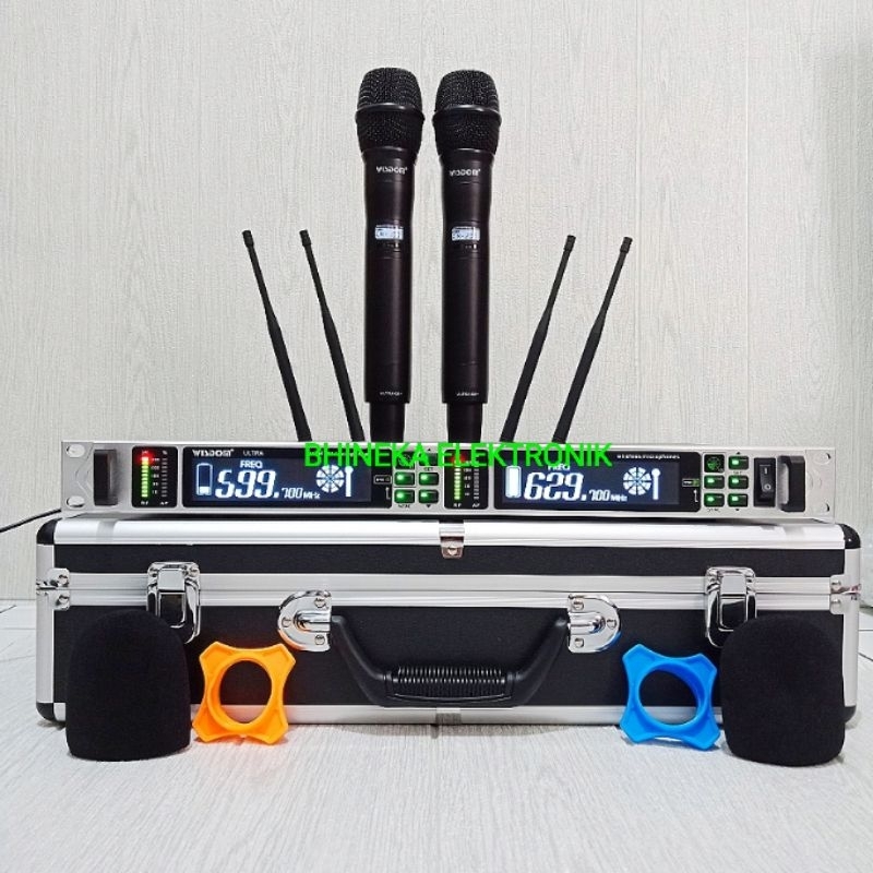 mic wireless wisdom Q6+ original wisdom q 6+ multichannel 2 mic pegang handheld