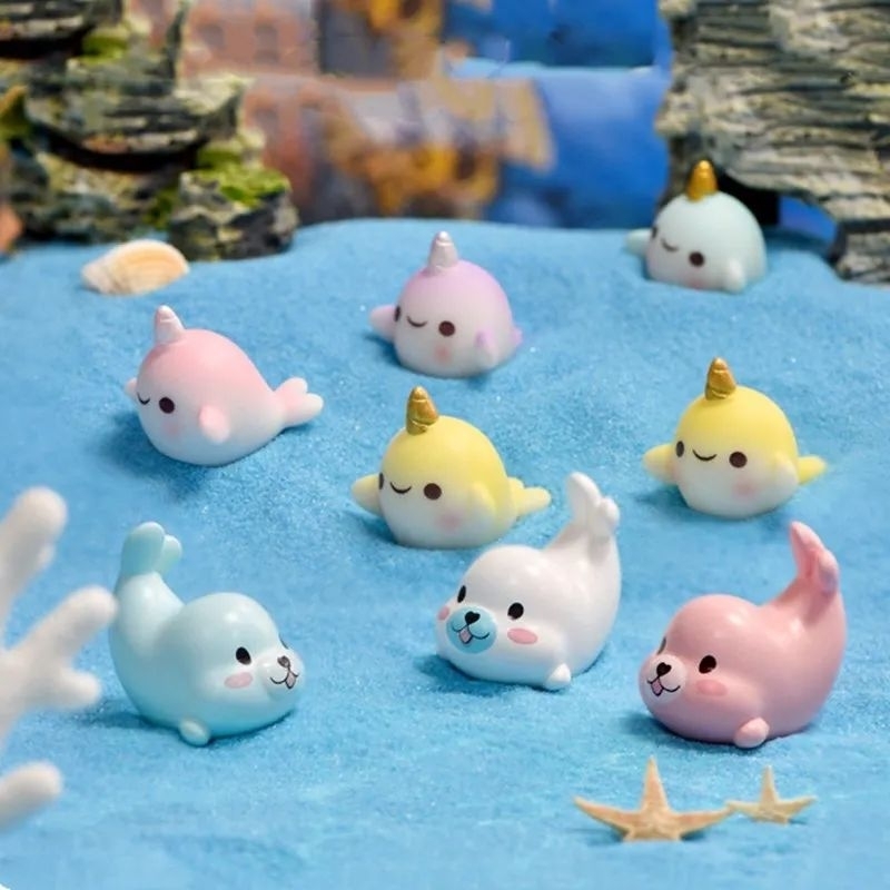 1pc Miniatur Singa Laut Ikan Hewan Laut Topper Kue Mainan Terrarium Maket