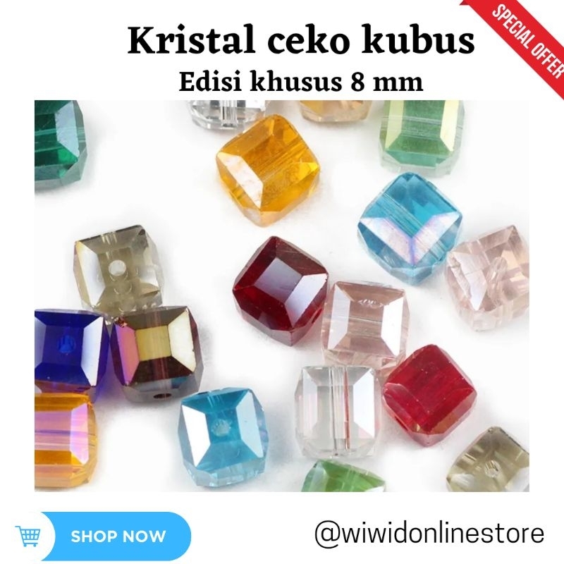 (10 biji) KRISTAL CEKO KUBUS 8 mm