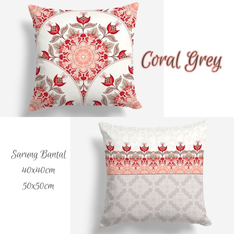 SARUNG BANTAL PRINT MOTIF CORAL GREY PRINT 40X40 DAN 50X50 CM