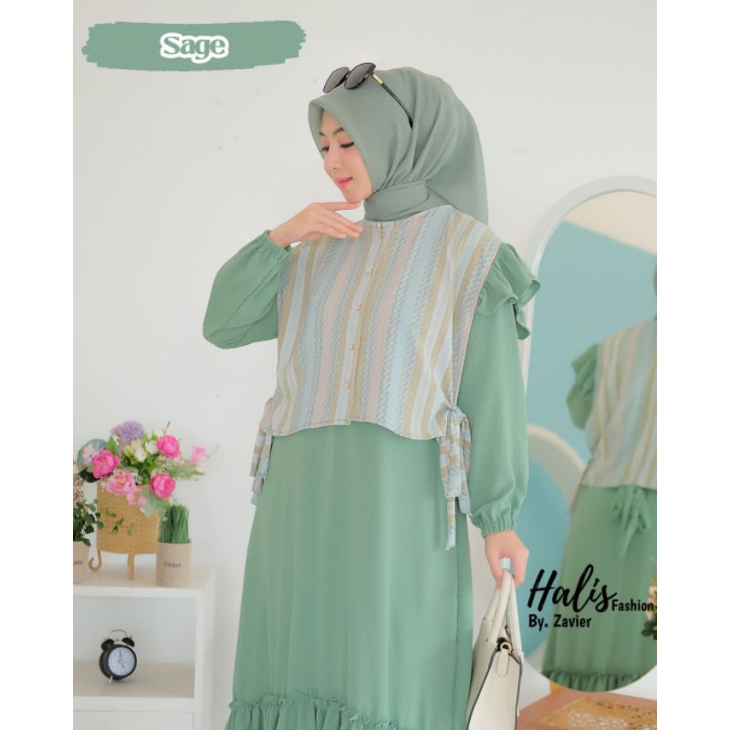 GAMIS SET BLAZER SALUR TERBARU / GAMIS WANITA REMAJA MUSLIM TERBARU KEKINIAN TERLARIS by HALIS FASHI