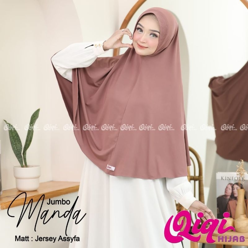 (Qiqi Hijab) JUMBO MANDA •jilbab instan•hijab instan jersey premium