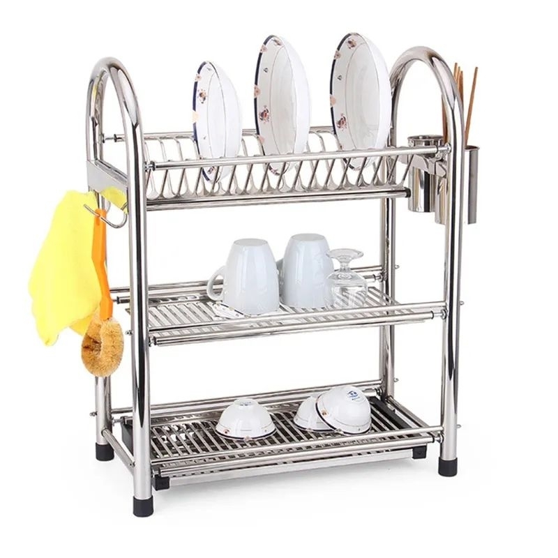 Rak piring 3 Tingkat Stainless SUS 304 Dish Rack 3 Susun Glass