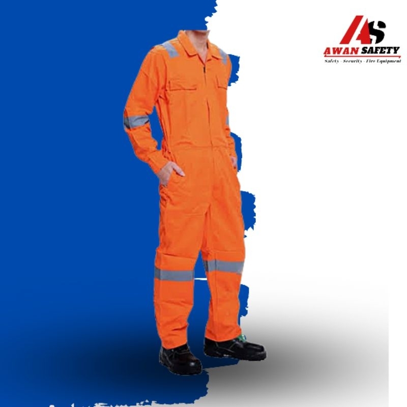 Wearpack Safety Proyek Orange/ Baju Safety Terusan Bahan Drill