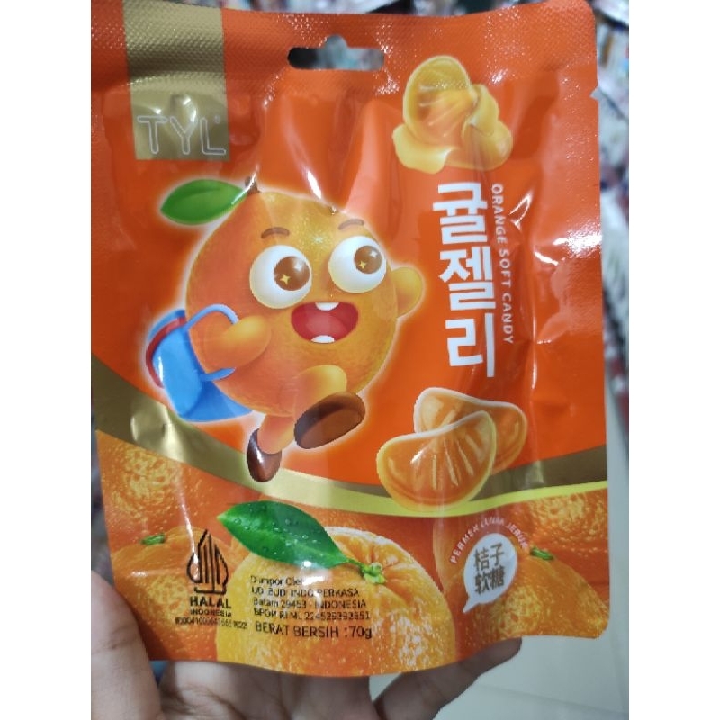 

Tyl Orange Candy / Tyl Soft Candy Orange / Tyl jelly / Tyl permen lunak jeruk / Tyl permen jeruk 70g