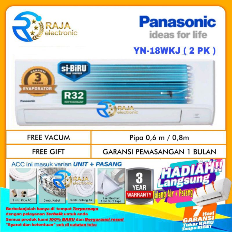 AC PANASONIC 2 PK YN 18 WKJ LOW VOLTAGE R32 SI BIRU + INSTALASI PEMASANGAN