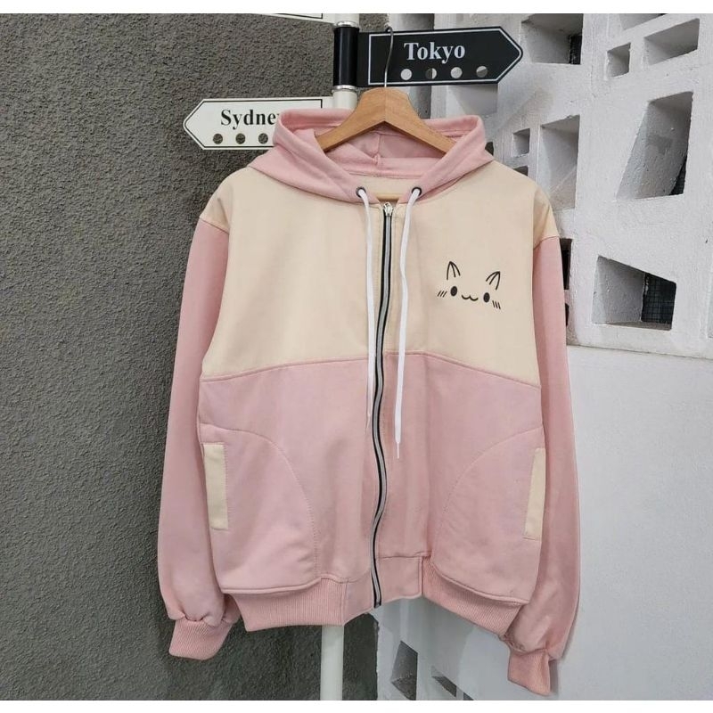 Ziper Cat Sweater Hoodie Jumper