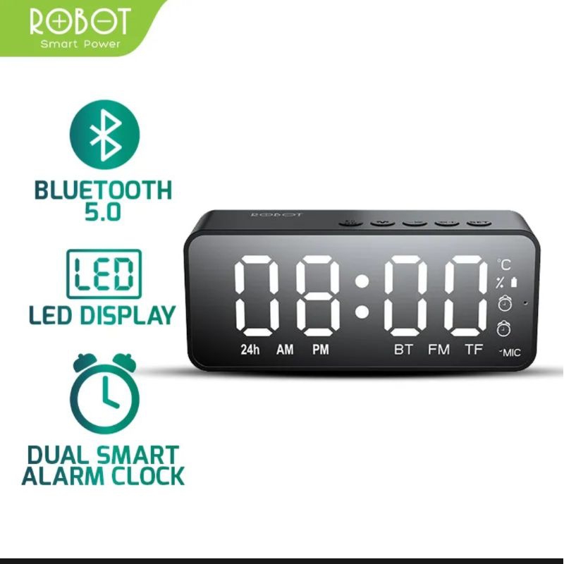 ROBOT RB150 Speaker Bluetooth 5.0 Alarm Led Indicator clock Suport Radio FM Original