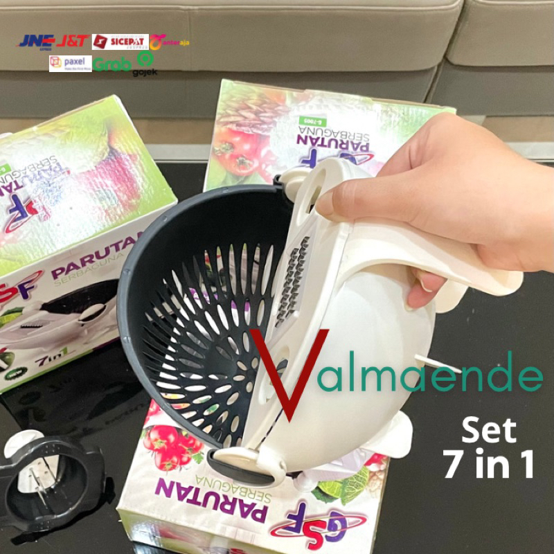 Parutan Serbaguna 7 in 1 Parutan Set GSF 7005 Alat Pemotong Sayur Buah Food Grade Chopper Multifungsi Cutter