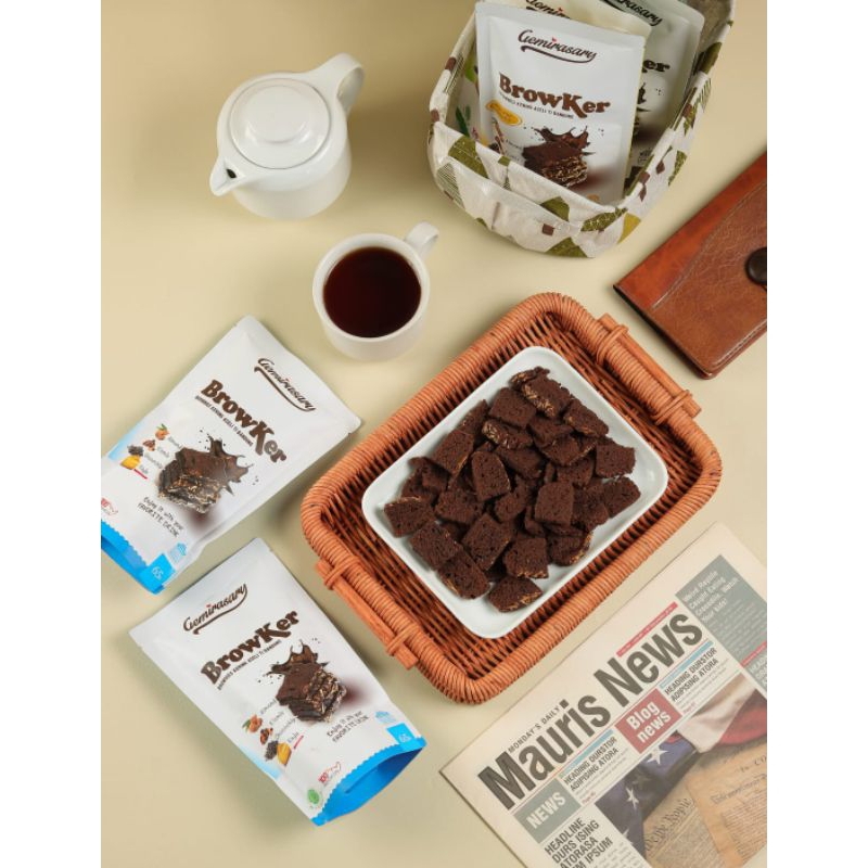 Browker Brownies Kering Extra Toping Khas Bandung  65g