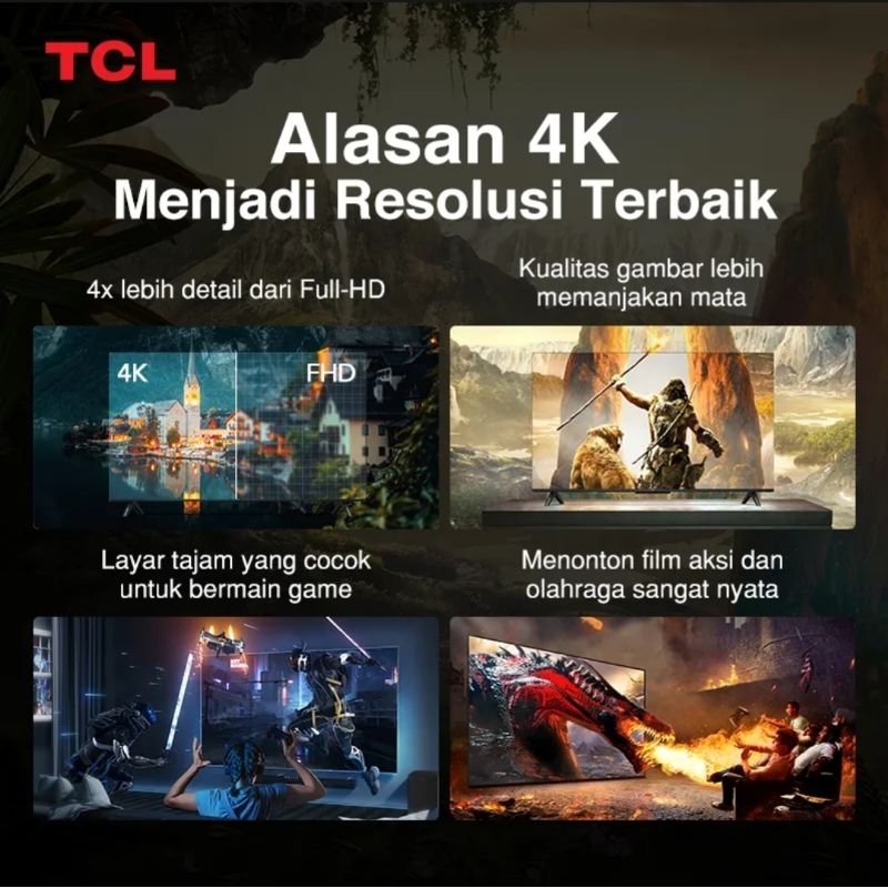 TCL 50A28 Smart TV 50 Inch Google TV 4K UHD HDR 10 Garansi Resmi