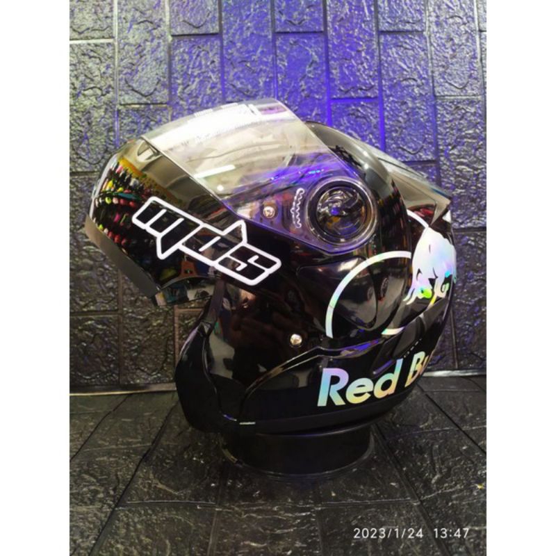 HELM MDS PRO RIDER SOLID BLACK RED BULL