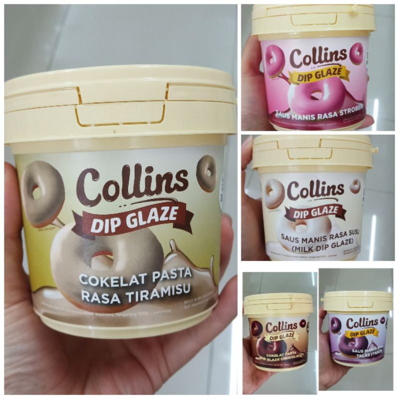 

300gr collins dip glaze saus manis untuk celupan toping donat roti kue