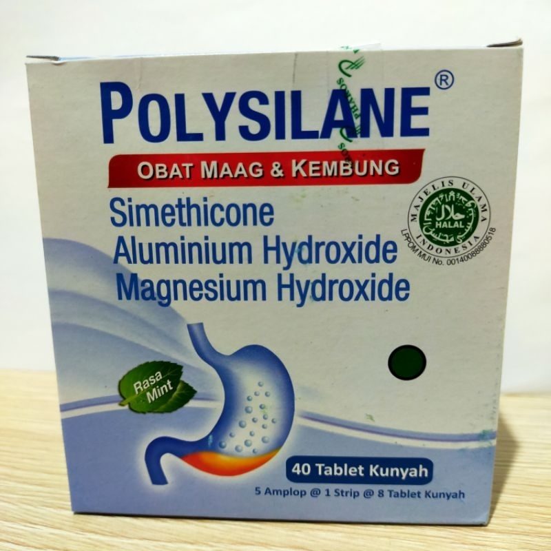 Polysilane tablet kunyah obat maag asam lambung / gerd / kembung 1 dus