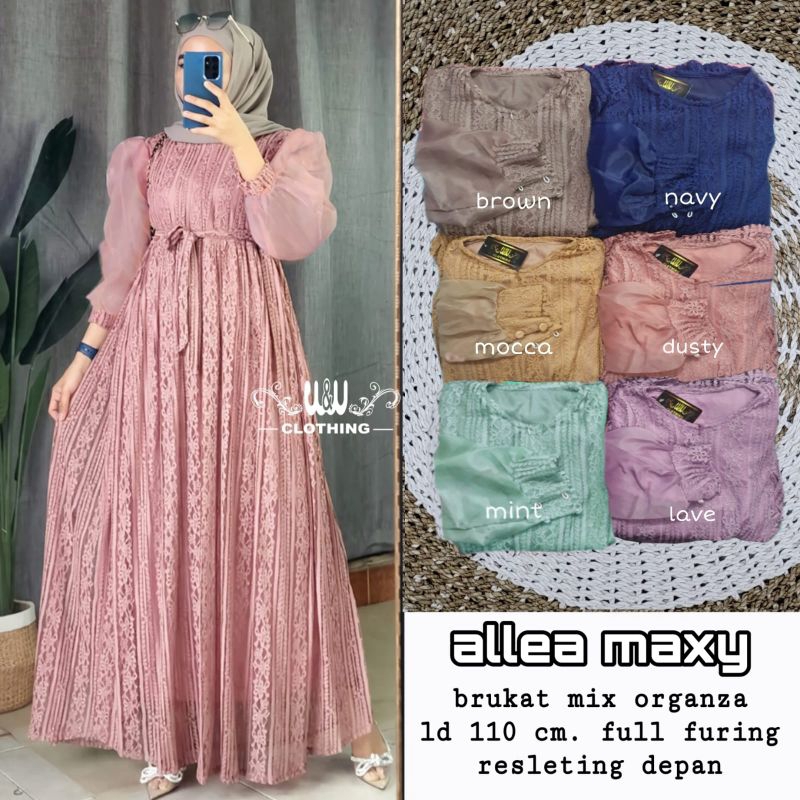 Allea Maxy / Gamis Bruklat Mix Organza by W&W Clothing