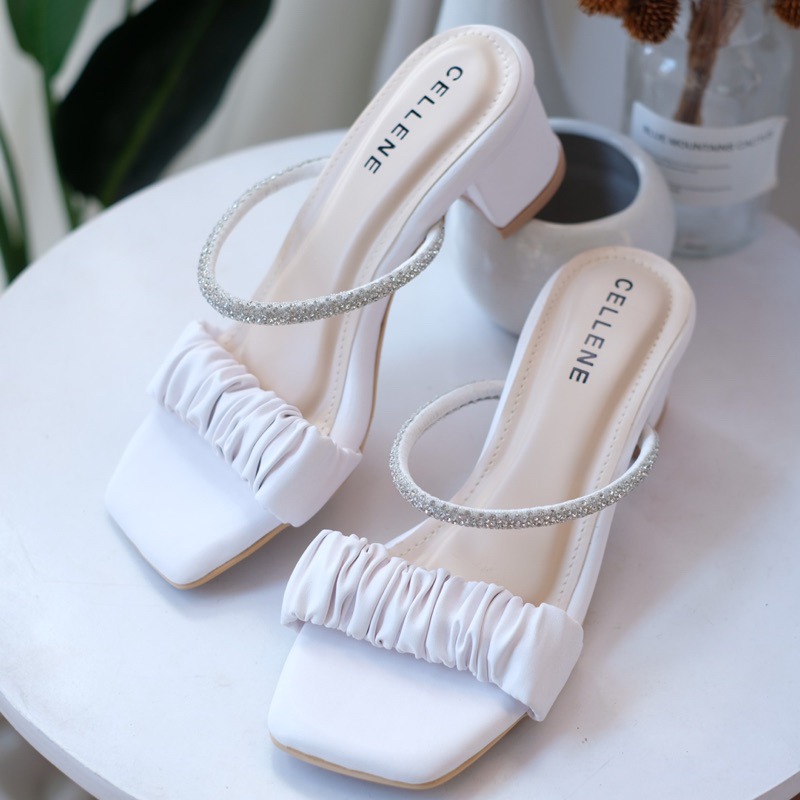 𝐂𝐄𝐋𝐋𝐄𝐍𝐄 Cassie Heels | heels wanita hak tahu 5cm heels block kerut