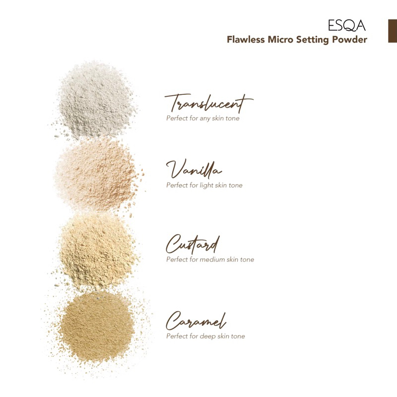 ESQA Flawless Micro Setting Powder Original BPOM COD Halal - Translucent Vanilla Custard Caramel