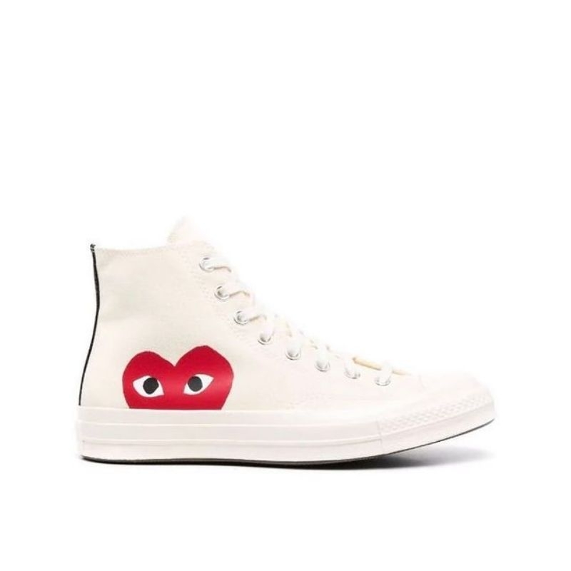 Sepatu Converse  X Cdg High Heart White Converse Cdg Full White