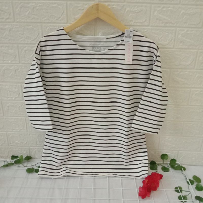 PROMO TERMURAH  ATASAN KAOS PHENOMENAL ORI LENGAN PANJANG MOTIF SALUR GARIS / BLOUSE PHENOMENAL ORI