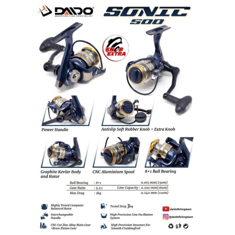 REEL SPINNING DAIDO SONIC 500 POWER HANDLE