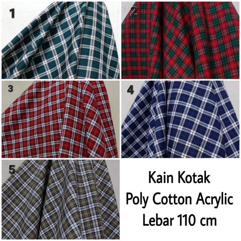 Kain Kotak Yarndyed ( hijau, merah hijau, merah putih, biru navy ) harga per 25 cm = 11.000