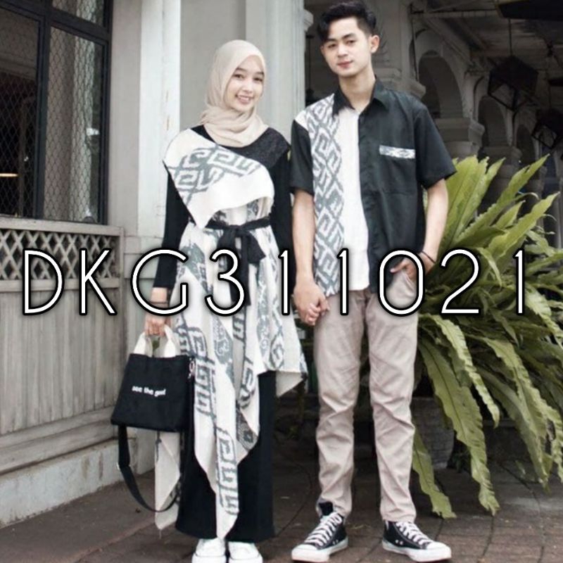 [Ready Stock] Set Couple Pasangan, Baju Kemeja Kombinasi Tenun, Dress Tenun