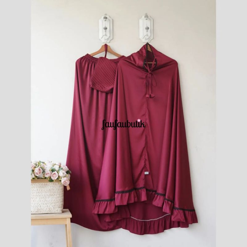 Mukena FaufauHijab Rimpel Armani silk maroon