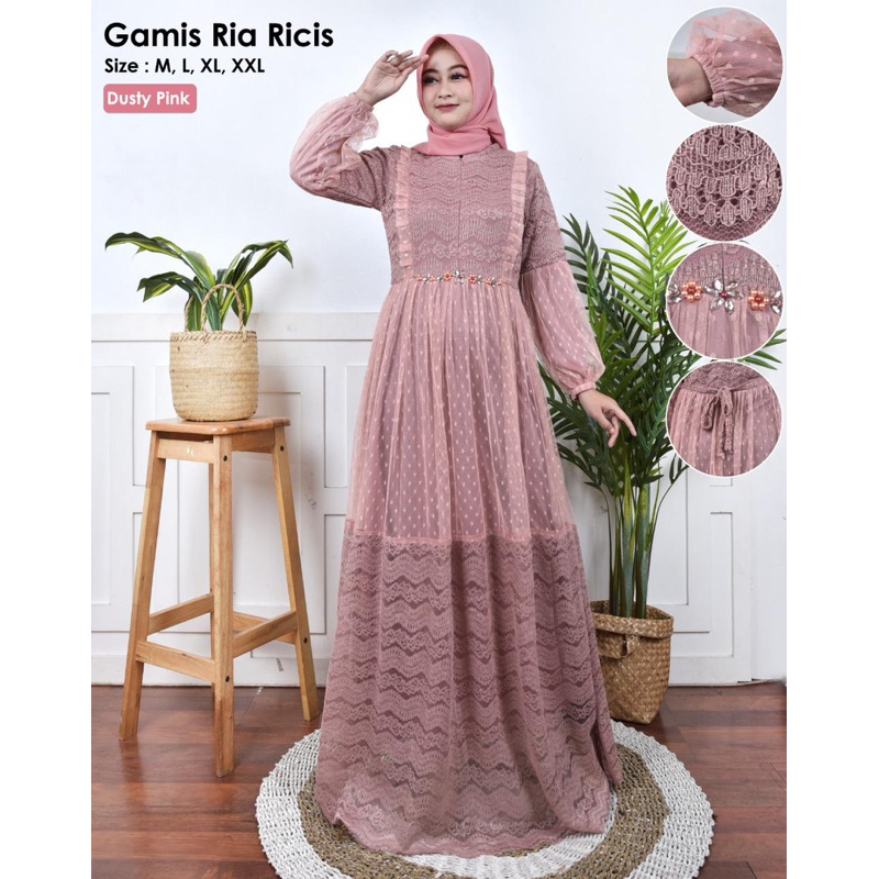 Gamis Ria Ricis / Gamis Brukat Modern / Gamis Kondangan / Kebaya Gamis Busui