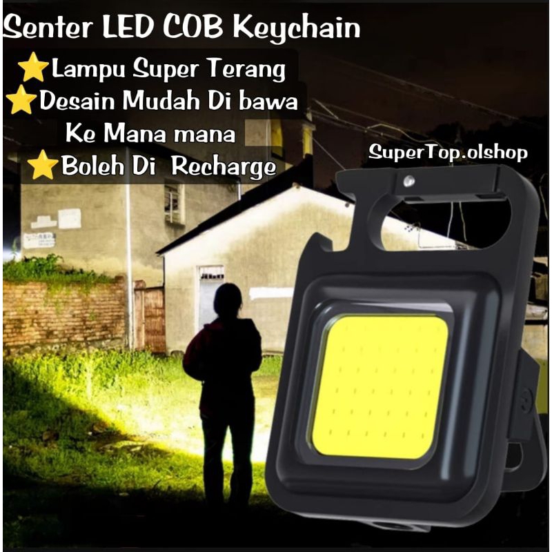 Lampu Senter Led COB Mini USB Charger Dengan Gantungan Kunci Untuk Outdoor⭐ Supertop.olshop⭐