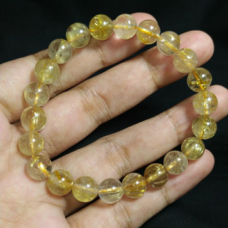 GELANG Natural Golden Rutilated Quartz Kecubung Rambut Sedana Emas ada kalimaya bacan ruby star ruby