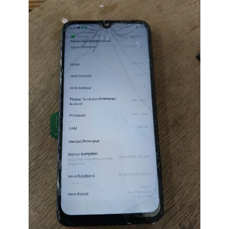 Lcd oppo a1k ori copotan minus kaca pecah