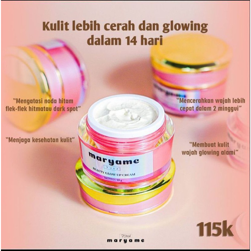 Maryame Beauty Glow Up Crem Cream Maryame Beautee Glow Up Krim Pemutih Wajah Glowing Anti Aging Peng