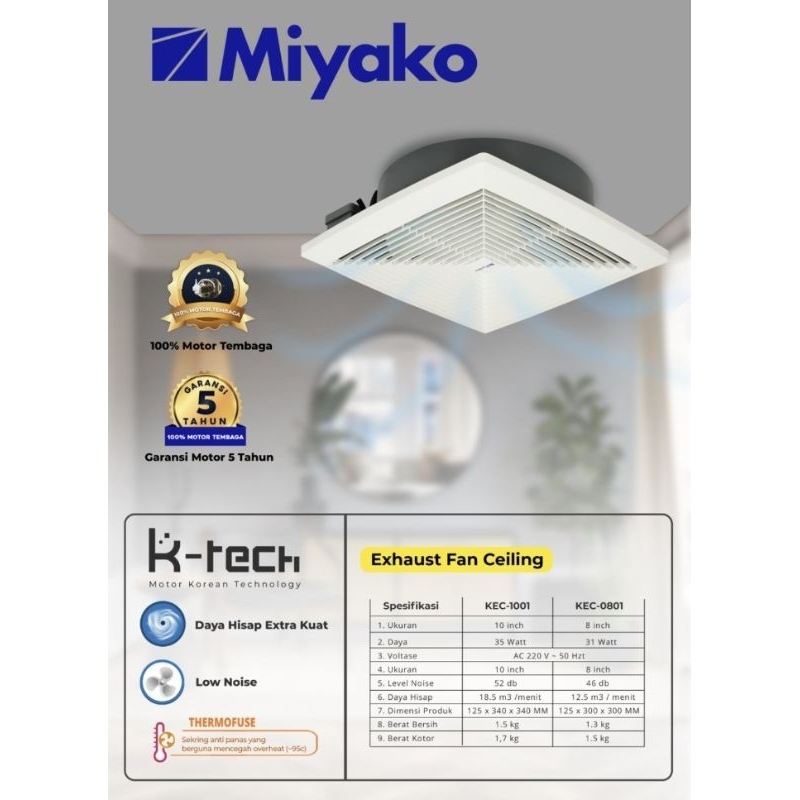 Exhaust Fan Plafon Miyako 8inch KEC-0801 / KEC0801