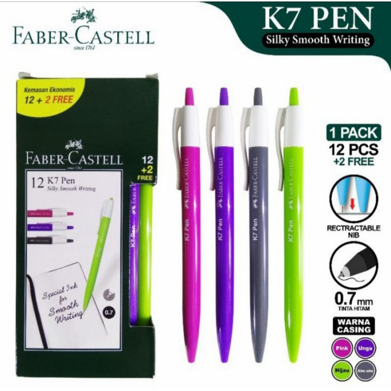 

Pulpen K7 Pen 0,7 Faber-Castell Black Ink