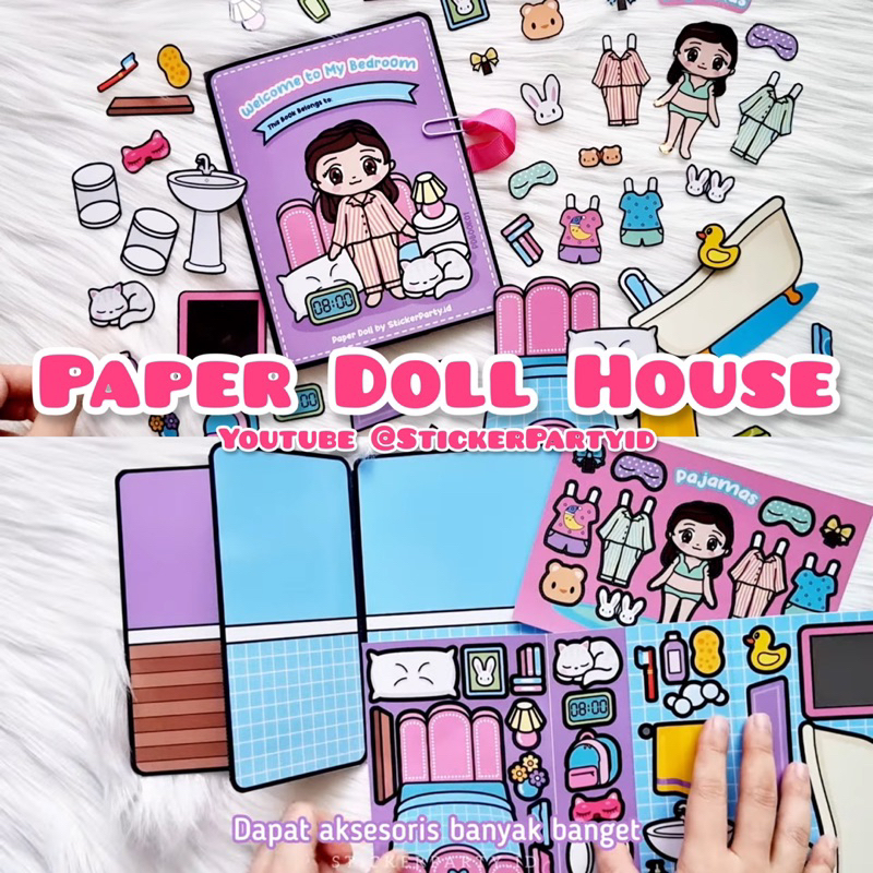 [Sticker Party] Paper Doll House Boneka Kertas Rumah Rumahan Mainan Edukasi PDBOOK Anak Ruang Kamar 