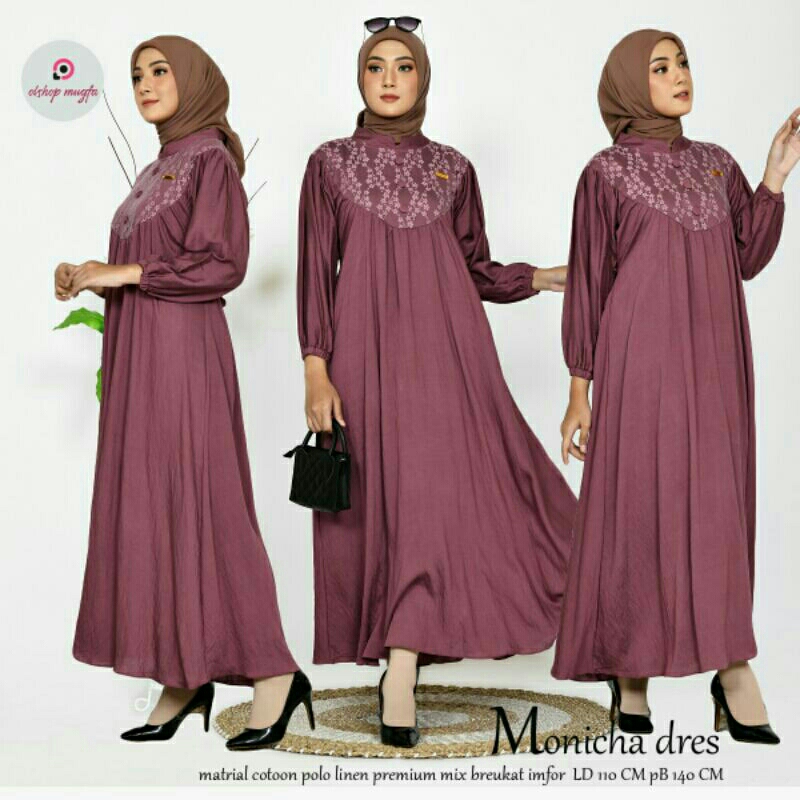 Monicha Dress | Casual Dress | Basic Hijab Outfit Remaja Muslimah | Fashion