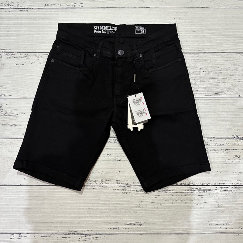 SPYDERBILT celana pendek denim hitam ARRASKY slimfit stretch NEW ORIGINAL 100%