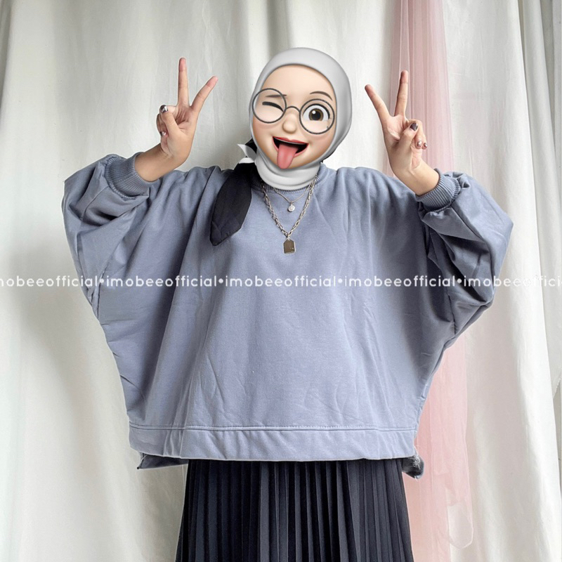 BUBBLE CREWNECK OVERSIZE BATWING BALON SWEATER