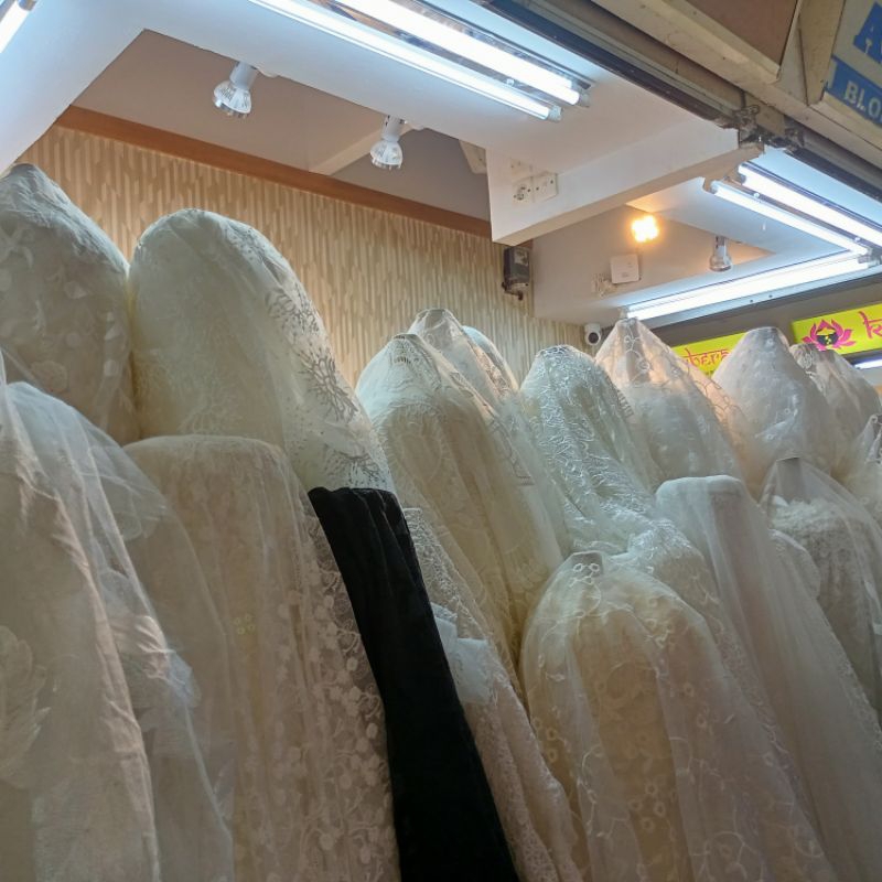 FLASH SALE Bahan/Kain Organza Bordir / Sifon Bordir / Tile Bordir Meteran Premium