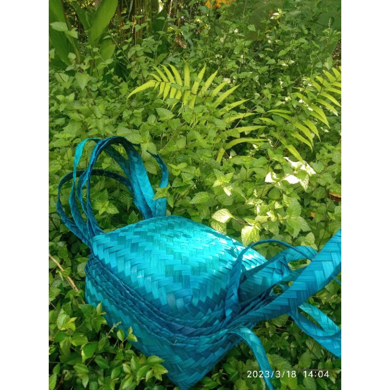 Besek tangkai warna/besek jinjing warna sepasang