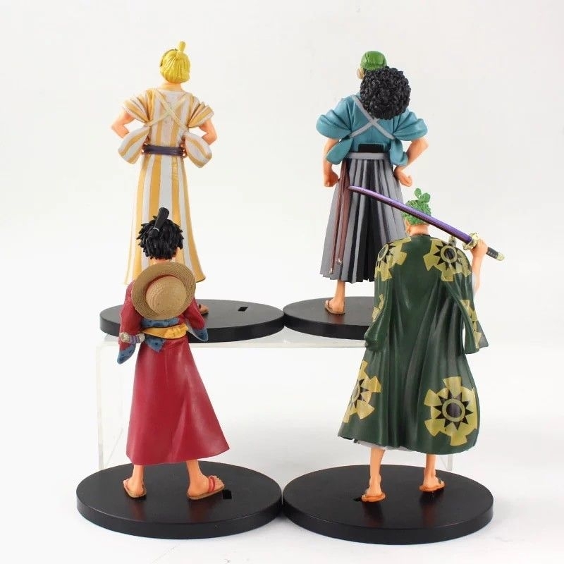 ACTION FIGURE ONE PIECE LUFFY ZORO SANJI USOPP WANO KIMONO SET 4 PCS - KOLEKSI ANIME KARAKTER