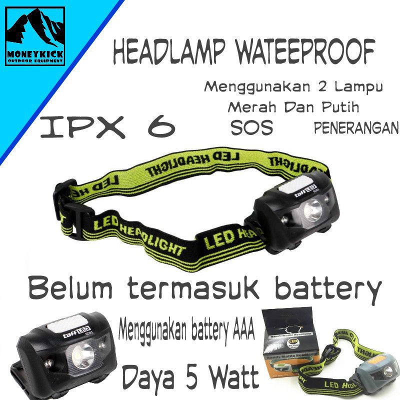 Headlamp Waterproof Anti Air Senter Kepala LED Outdoor